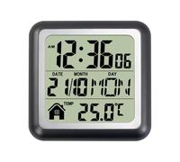 OBELGEOYA Digital Bathroom Shower Kitchen Wall Clock Time, Waterproof for Water Spray Screen Temperature Timer, Suction Cup Hanging Hole Stand - Black