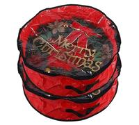 Obelunrp 2Pcs Christmas Wreath Storage Waterproof Round Wreath Storage Container with Clear Window Handle & Double Zipper for Holiday Xmas, Red, Box