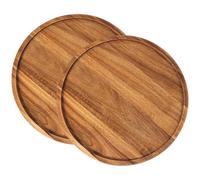 Obelunrp 2Pcs Serving Board, 8 Inch Round Wooden Tray, Rustic Charcuterie Boards, Easy to Clean Serving Platter for Cheese Snack Cookie Dessert Appetizer, Wooden Tray