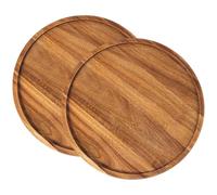 Obelunrp 2Pcs Serving Board, 8 Inch Round Wooden Tray, Rustic Charcuterie Boards, Easy to Clean Serving Platter for Cheese Snack Cookie Dessert AppetizerWooden Tray