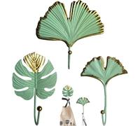 Obelunrp 3Pcs Decorative Hooks, Single Ginkgo Leaf Shape Wall-Mounted Hat Hooks, Easy to Install Vintage Wall Home Decor for Storage, Living Room, Hallway, Office, Hat, Decorative