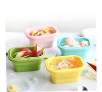 Obelunrp 4PCS Mini Snack Containers, 150ml Collapsible Silicone Food Storage Containers, Stackable Space Saving Food Storage Box with Clip-on Lids, Microwave/Fridge/Freezer/Dishwasher Safe, Snack
