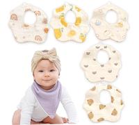 Obelunrp 5Pcs Baby Bibs for Drooling and Teething Newborn Drool Bibs for Baby Girl Boy, Style Random