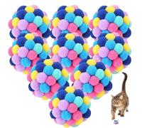 Obelunrp 9PCS Cat Pom Pom Balls, 1.8 inch Colorful Fuzzy Cat Toys with Bells Interactive Kitten Chew Toys Teething to Keep Busy, Usage en cuisine