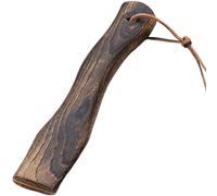 Obelunrp Axe Handle Replacement 10 Inch Wooden Hatchet Handle with Hanging Leather Cord, Ergonomic Curved Design, Brown, Rustic Ergonomic Style, Fit for Interface 3.8*1.3cm