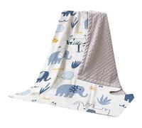 Obelunrp Baby Blanket, Polyester Super Soft Baby Blanket with Dotted Fleece Lining, 39x30 Inch Cute Animal Printed Swaddle, Washable Receiving Blankets for Boys and Girls, Swaddle, Super Soft