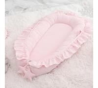 Obelunrp Baby Lounger, 95cm/37.4inch Breathable Cotton Baby Nest Pod with Ruffles, Portable Baby Sleep Pod, Adjustable Newborn Nest Pod, Baby Bassinet Mattress for 0-12months Newborn Co-Sleeping
