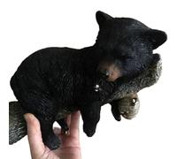 Obelunrp Bear Statue, Resin Realistic Black Bear Decor with Tree Trunk and Honeycomb, Creative Tree Faces Decor Outdoor, Ornements de jardin