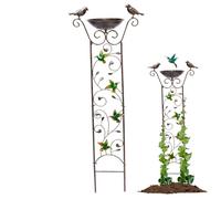 Obelunrp Bird Bath with Garden Trellis, 40inch Metal Garden Trellis with 7.3in Bird Feeder, Detachable Free Standing Bird Water Dispenser for Outdoor Garden (Hummingbird)