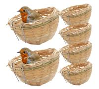 Obelunrp Bird Nest 6Pcs Woven Bamboo Bird Nest for Cage 3.9x2.4'' Parakeet Canary Cage Accessories for Dove Pigeon Parrot Budgie