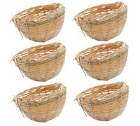 Obelunrp Bird Nest for Wildbird, 6pcs 3.9inch Bamboo Woven Nesting Boxes for Wild Birds, Hatching Breeding Cave for Parrot, Canary or Cockatiel