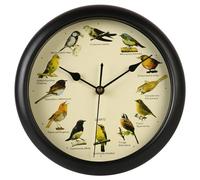 Obelunrp Bird Wall Clock, 10inch Round Bird Sound Clock, Battery Powered Birds That Sings on Hour for Home Office Kitchen Decorations