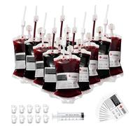 Obelunrp Blood Bags for Drinks, 10pcs 250ml Blood Bag Drink Pouches with Accessories, Reusable Clear Drinks Cooler Bag, Vampire Drink Pouch for Halloween Party Props Decorations