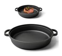 Obelunrp Cast Iron Skillet, 22cm Round Non-Stick Cast Iron Pan with 2 Handles for Gas, Electric, Induction & Oven, Flat Surface, Skillet, Frying Pan