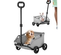 Obelunrp Cat Carrier on Wheels, 21.2x4.9inch Foldable with Wheels, Extendable Pull Handle Dog Trolleys on Wheels, Multi-functional Utility Wagon for Pets Under 7kg (Gray)