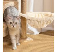 Obelunrp Cat Hammock 17in Dia. Spoon-shape Large Cat Tree Hammock Soft Scratch-proof Tree Replacement Parts Washable Easy to Install Attachments Beige