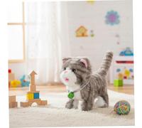 Obelunrp Cat Stuffed Animal Toy, Interactive Walking, Talking & Singing Cat Plush with Colorful Lights, Realistic Electronic Pet Companion for Kids (Light Gray Stripes), DecoracióN Al Aire Libre