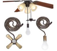Obelunrp Ceiling Fan Pull Chain 4Pcs Lengthened Alloy Decorative Fan Pull Chain Extension with Frosted Glass Bulb & Cord, Gold, Ceiling, Christmas Decor