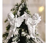Obelunrp Christmas Angel Ornament, 12pcs 7cm Mini Angel Christmas Tree Hanging Ornament, Miniature Angels Figurine Xmas Tree Pendant for DIY Wedding Christmas Party Decoration (Silver)