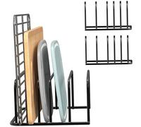 Obelunrp Cutting Board Organizer, 2pcs 18x14x8cm Metal 5 Slots Cutting Board Holder, Space-Saving Small Racks Storage Stand, Sheet Pan Organizer for Kitchen Cabinet Countertop