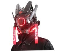 Obelunrp Cyber Helmet, LED Light Visible Cyber Mask, Futuristic Sci-fi Techwear, Anti Fog Cyber Punk Mask for Music Festival, Halloween Party