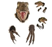 Obelunrp Dinosaur Head Wall Art, 5.1inch Resin 3D Dinosaur Wall Art Sculpture with Claws, Wall-Mounted Dinosaur Wall Hanging Statue for Home Bedroom Decoration