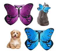 Obelunrp Dog Butterfly Wings, 2pcs Felt Adjustable Butterfly Fairy Wigs Halloween Costume for Dogs Cats Halloween Party Decor (Blue+Purple)