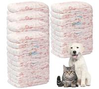Obelunrp Doggie Diapers for Female Dogs, 5 Bags/50Pcs Disposable High Absorbent Dog Diapers, Elastic Breathable Leakproof Deodorant Pet Diapers for Female Dogs Cats, S 1-2kg