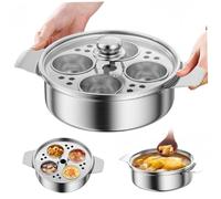 Obelunrp Egg Poacher Stainless Steel Poached Egg Maker with 4 Cups, Nonstick Multipurpose Cooker Pot with Handle for Pots, Skillets and Pressure Cookers, Poacher, Poached Maker