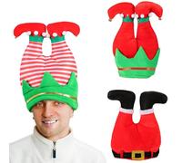 Obelunrp Elf Hat 3Pcs Inverted Cute Cartoon Xmas Themed Non-woven Santa Legs Hat Sponge Filled Funny Christmas for Party Gathering, Elf
