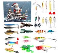 Obelunrp Fishing Advent Calendar 2024, 26 Days Fishing Lures Set Christmas Countdown Calendar, Advent Calendar 2024 Adult for Anglers, Fishing Enthusiasts (Style 1)