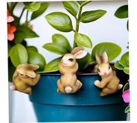Obelunrp Flower Pot Hugger 3Pcs 2 x 2 x 4 Cute Rabbit Plants Decor Small Resin Rabbit Statue for Plant Pot Cartoon Planter Edge Decor Hanging Statue for Indoor Outdoor Garden, Ornements de jardi