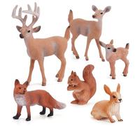 Obelunrp Forest Animals Figures, 6PCS Realistic Plastic Animal Figurines, Learning Educational Miniature Animals for Science Projects Cake Toppers Birthday Party Favor, Outdoor Ornaments