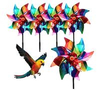 Obelunrp Garden Windmills, 5pcs 24cm Sparkly Reflective Pinwheels, Bird Scarer Rainbow Pinwheels, Garden Landscape Decorative Wind Spinners for Garden Decoration (Rainbow 1)