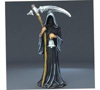 Obelunrp Grim Reaper Statue 3.5x6.7 Inch Resin Scary Santa Muerte Statue, Standing Religious Figurine for Indoor Outdoor Halloween Decorations, Grim Reaper