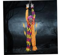 Obelunrp Halloween Animatronics 5.2 Ft Hanging Clown Halloween Decorations Outdoor Props Shaking Animated Decor with Chain Light up Red Eyes Yard Props for Haunted House NO Batteries, Hal