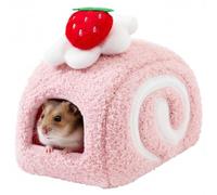 Obelunrp Hamster Bed, Strawberry Roll Cute Shape Rat Bed, Small Animal Cage Accessories for Mini Small Animal Mice, Chinchillas, Dwraf Hamsters, Hamster House