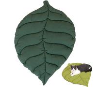Obelunrp Leaf Cat Mat, 50x68cm Green Leaf Shaped Cat Play Mat, Double-sides Pet Warming Pad, Soft Leaf Cat Bed for Fall Winter Dog Cat Supplies