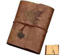 Obelunrp Leather Journal 160 Pages Leather Notebook A5 Size Daily Notepad, Vintage Ring Binder Soft Cover Refillable Notebook Blank Recipe Book for Mom, Dad, Decoraciones al aire libre