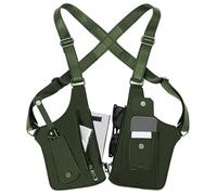 Obelunrp Leather Shoulder Armor Hidden Underarm Strap Wallet Adjustable Anti Pickpocket Accessories with Double Bag for Men, Women Army Green, Leather Armor