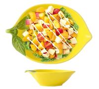 Obelunrp Lemon Shaped Ceramic Bowls, 6.9 inch Yellow Lemon Dessert Bowls, Heat-Resistant, Non-Slip Base, Perfect for Snacks & Desserts