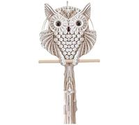 Obelunrp Macrame Wall Hangings, Cotton Rope Woven Owl Art Tassels Tapestry for Home Wall Decoration (15x45cm)