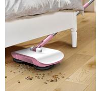 Obelunrp Manual Vacuum Sweeper, 180 Degree Rotating Push Vacuum Non Electric Floor Sweeper, 2 in 1 Manual Sweeper For Carpet and Floors(Pink)