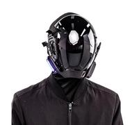Obelunrp Mask, Halloween Punk Helmet with LED Lights, Gothic Futuristic Masks for Halloween Music Festival Cosplay