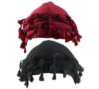 Obelunrp Mens Turban, Tassel Satin Lined Turban for Men, 2PCS Modal Brimless Dome Twist Wraps, Vintage Hip-Hop Mens Turban Wrap, Windproof Sunproof Durag Turban for Men 1