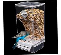 Obelunrp No Mess Bird Feeder, 18.5cm Transparent Acrylic, Automatic for Small Birds, Parrot, Cockatoo, Canary, Finch, etc.