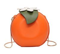 Obelunrp Orange Fruit Purse 6x4x6 Inch Orange Fruit Bag with Flower & Leaf Decor PU Shaped Purse with Strap Easy Matching Cute Purses for Women, Gifts for Women, Christmas Decor