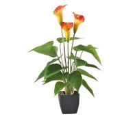 Obelunrp Potted Plants Artificial Decor, 45cm/17.7inch Artificial Calla Lily Plants Indoor with Pot, Fake Potted Plant Desktop Decorations for Home Office New Year Christmas (Orange)