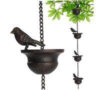 Obelunrp Rain Chain, 2.4m Metal Bird Rain Chains for Outside, Movable Hanging Rain Chains for Gutters, Rustproof Decorative Rain Catchers for Outside Garden