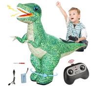 Obelunrp Remote Control Dinosaur Green Realistic Electric Inflatable Dinosaur with 360° Rotation, Forward & Backward, Rechargeable Big Toys for Boys Kids Birthday, Décoration de jardin